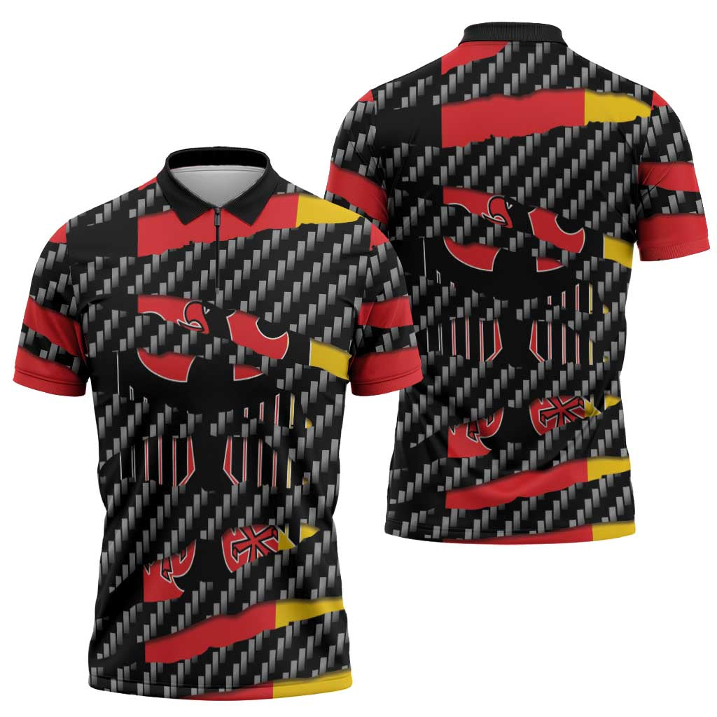 Germany Beast Zipper Polo Shirt Ripped Flag Graphic - Wonder Print Shop