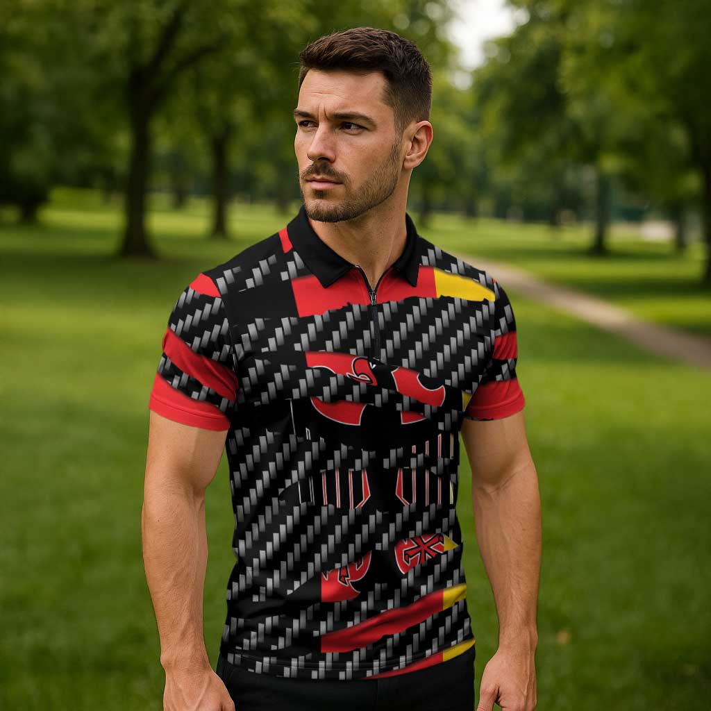 Germany Beast Zipper Polo Shirt Ripped Flag Graphic - Wonder Print Shop
