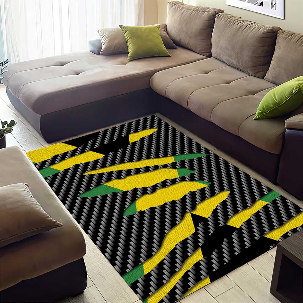 Jamaica Beast Area Rug Ripped Flag Graphic - Wonder Print Shop