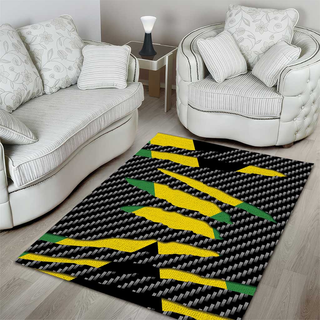 Jamaica Beast Area Rug Ripped Flag Graphic - Wonder Print Shop