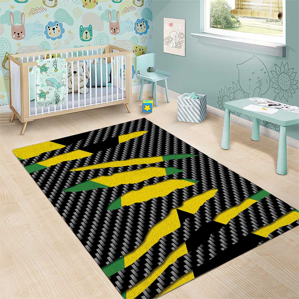 Jamaica Beast Area Rug Ripped Flag Graphic - Wonder Print Shop