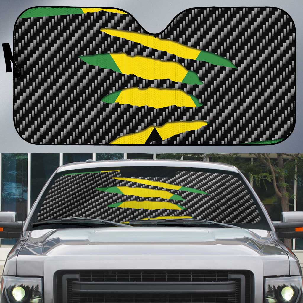 Jamaica Beast Auto Sun Shade Ripped Flag Graphic - Wonder Print Shop