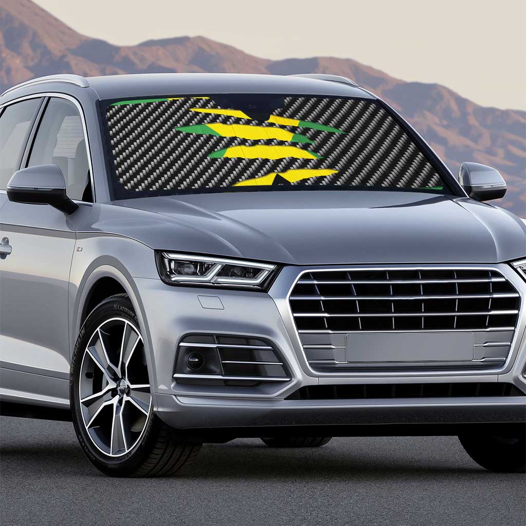 Jamaica Beast Auto Sun Shade Ripped Flag Graphic - Wonder Print Shop