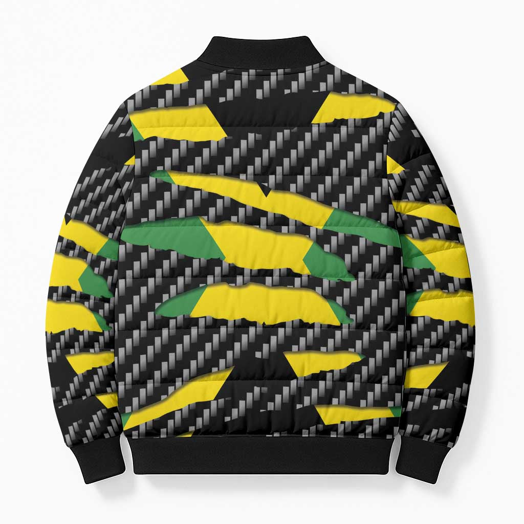 Jamaica Beast Bomber Puffer Jacket Ripped Flag Graphic - Wonder Print Shop