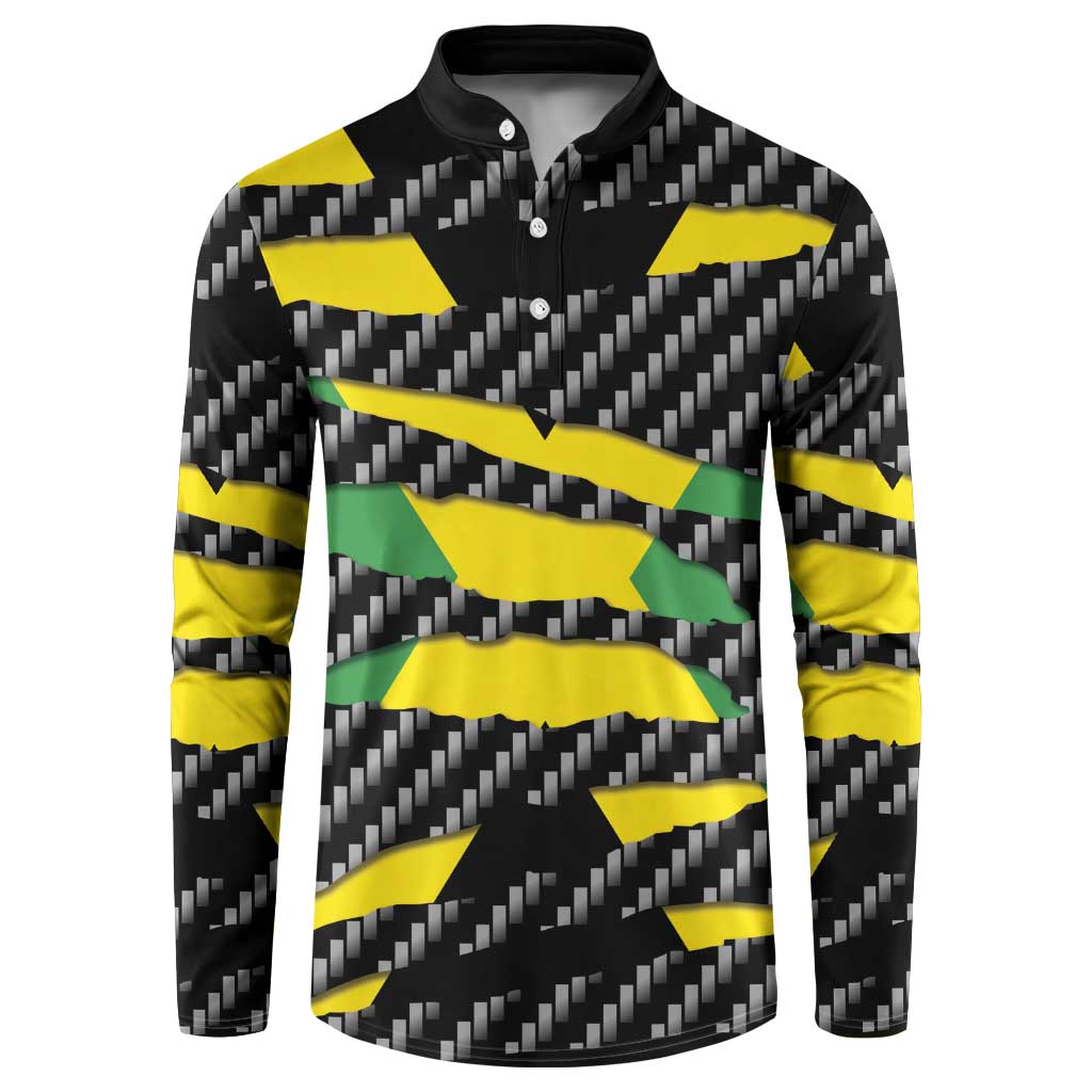 Jamaica Beast Button Sweatshirt Ripped Flag Graphic - Wonder Print Shop