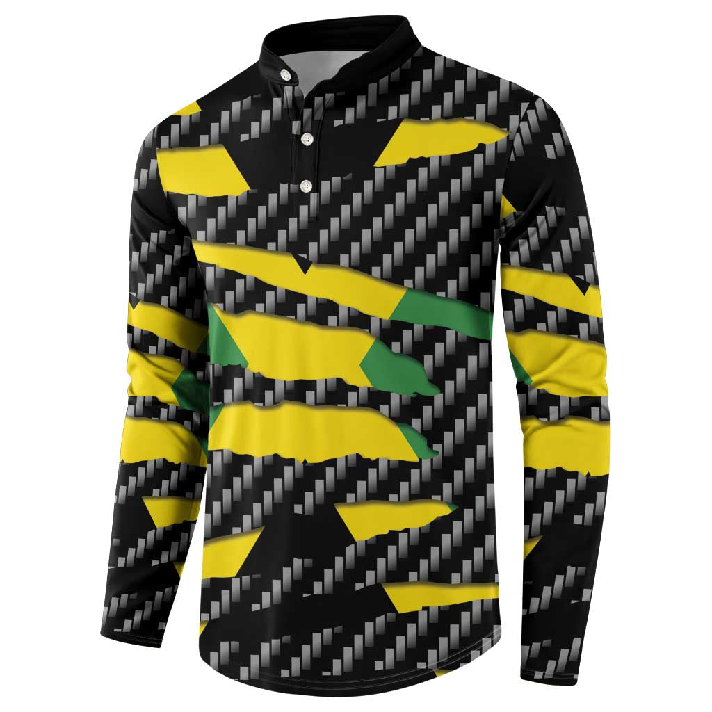 Jamaica Beast Button Sweatshirt Ripped Flag Graphic - Wonder Print Shop