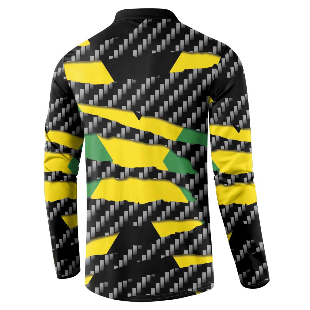 Jamaica Beast Button Sweatshirt Ripped Flag Graphic - Wonder Print Shop