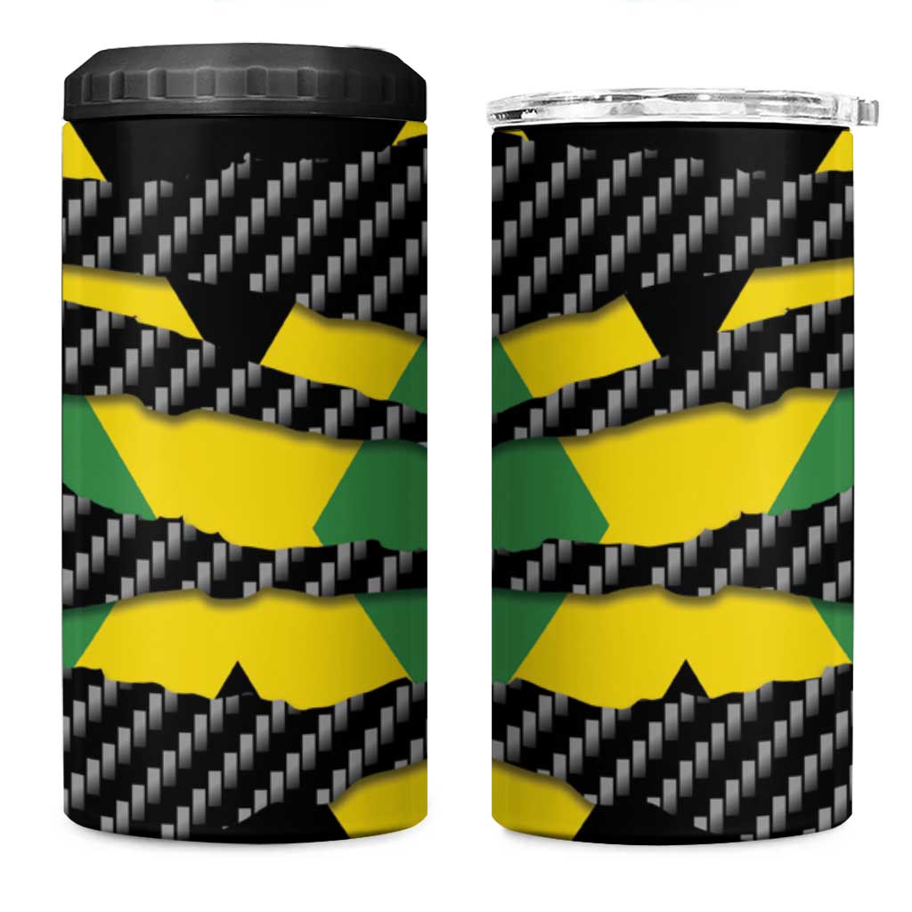 Jamaica Beast 4 in 1 Can Cooler Tumbler Ripped Flag Graphic - Wonder Print Shop