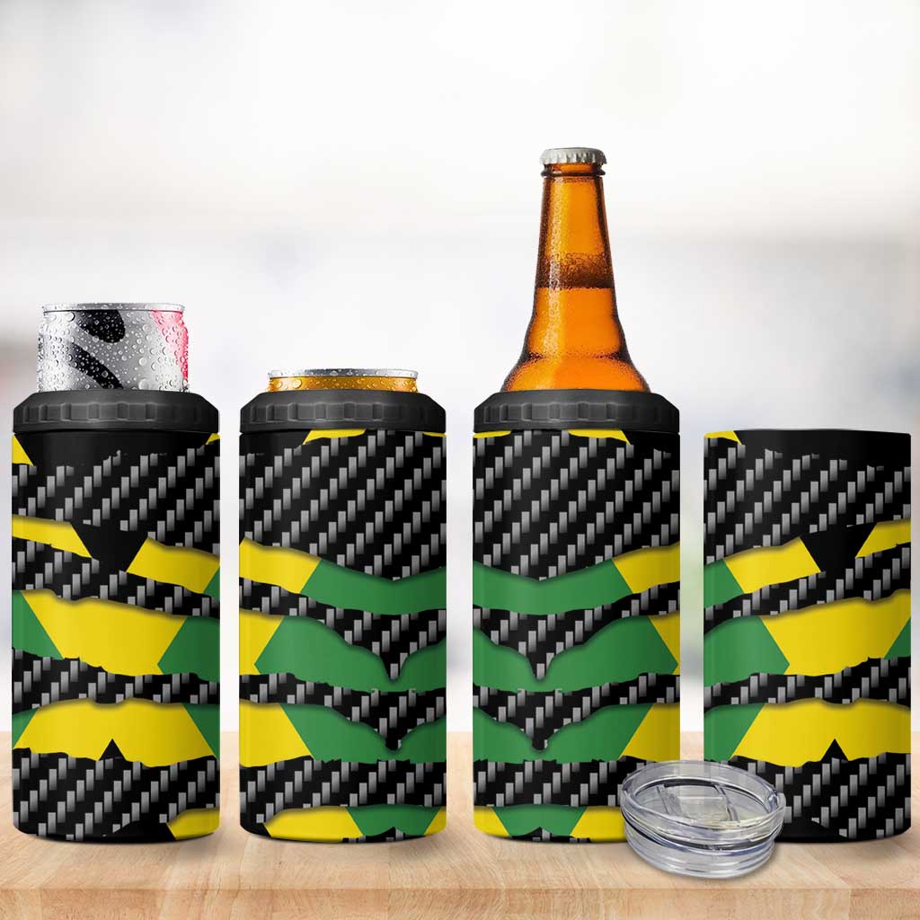 Jamaica Beast 4 in 1 Can Cooler Tumbler Ripped Flag Graphic - Wonder Print Shop