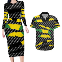 Jamaica Beast Couples Matching Long Sleeve Bodycon Dress and Hawaiian Shirt Ripped Flag Graphic - Wonder Print Shop