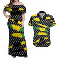 Jamaica Beast Couples Matching Off Shoulder Maxi Dress and Hawaiian Shirt Ripped Flag Graphic - Wonder Print Shop