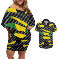 Jamaica Beast Couples Matching Off Shoulder Short Dress and Hawaiian Shirt Ripped Flag Graphic - Wonder Print Shop