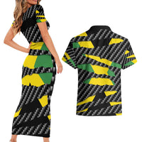 Jamaica Beast Couples Matching Short Sleeve Bodycon Dress and Hawaiian Shirt Ripped Flag Graphic - Wonder Print Shop
