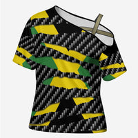Jamaica Beast Cross Shoulder Shirt Ripped Flag Graphic - Wonder Print Shop