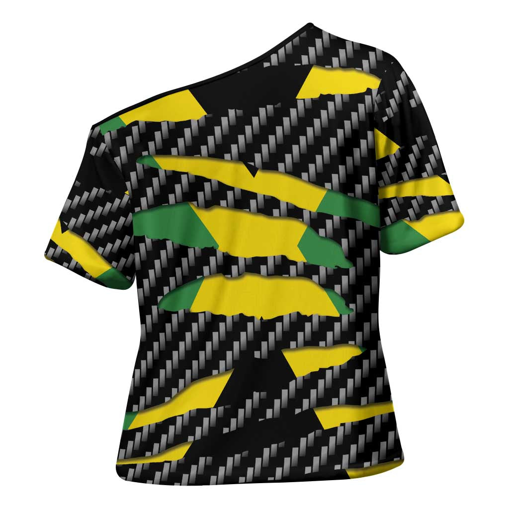 Jamaica Beast Cross Shoulder Shirt Ripped Flag Graphic - Wonder Print Shop