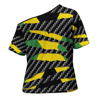 Jamaica Beast Cross Shoulder Shirt Ripped Flag Graphic - Wonder Print Shop