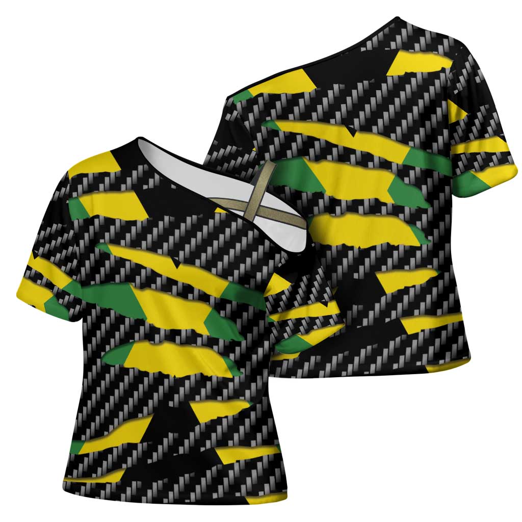 Jamaica Beast Cross Shoulder Shirt Ripped Flag Graphic - Wonder Print Shop