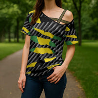 Jamaica Beast Cross Shoulder Shirt Ripped Flag Graphic - Wonder Print Shop