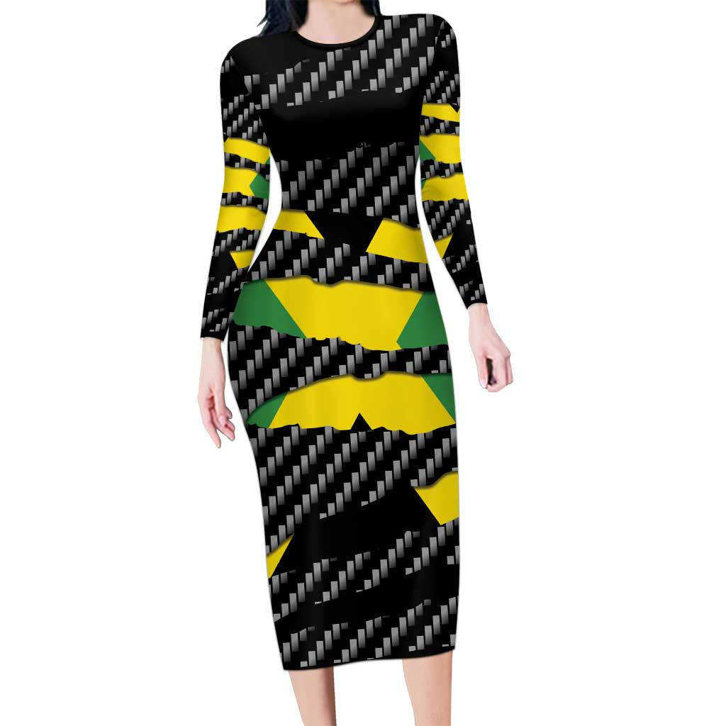Jamaica Beast Family Matching Long Sleeve Bodycon Dress and Hawaiian Shirt Ripped Flag Graphic - Wonder Print Shop