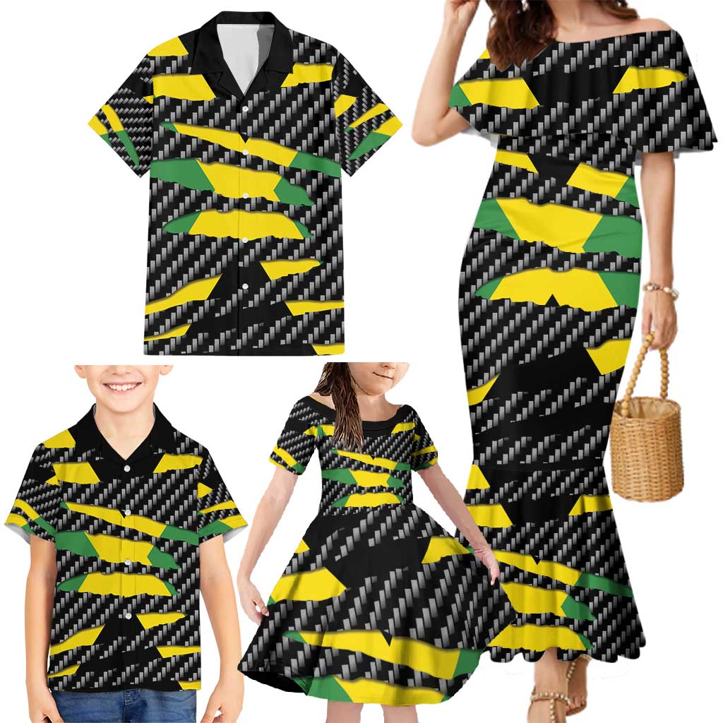 Jamaica Beast Family Matching Mermaid Dress and Hawaiian Shirt Ripped Flag Graphic - Wonder Print Shop