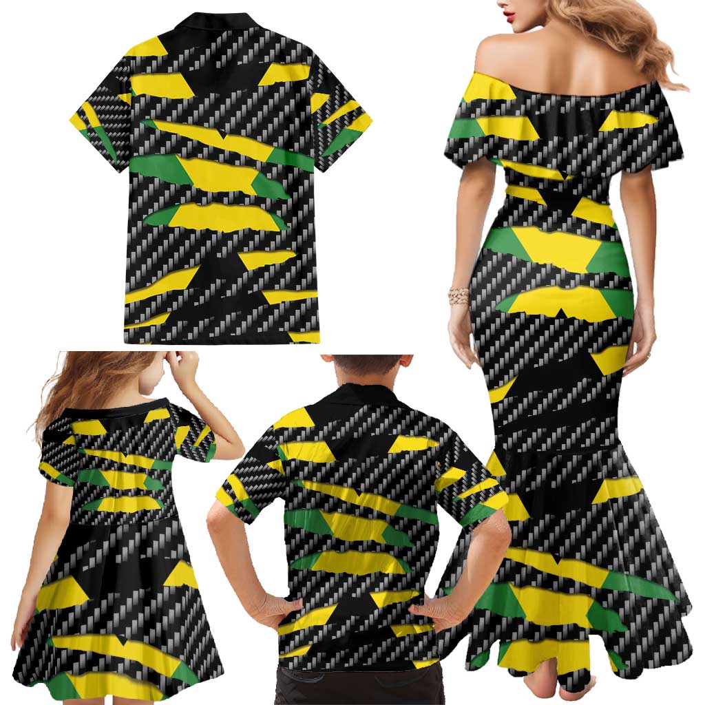 Jamaica Beast Family Matching Mermaid Dress and Hawaiian Shirt Ripped Flag Graphic - Wonder Print Shop