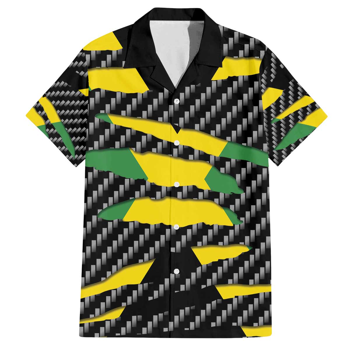Jamaica Beast Family Matching Off The Shoulder Long Sleeve Dress and Hawaiian Shirt Ripped Flag Graphic - Wonder Print Shop