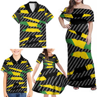 Jamaica Beast Family Matching Off Shoulder Maxi Dress and Hawaiian Shirt Ripped Flag Graphic - Wonder Print Shop