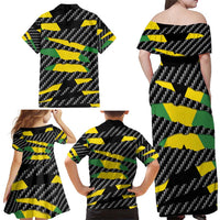 Jamaica Beast Family Matching Off Shoulder Maxi Dress and Hawaiian Shirt Ripped Flag Graphic - Wonder Print Shop