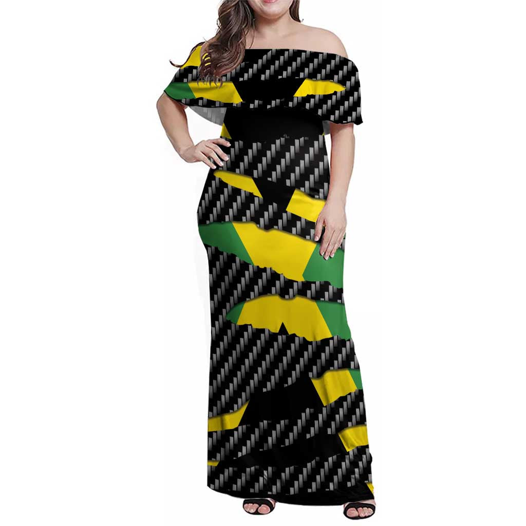 Jamaica Beast Family Matching Off Shoulder Maxi Dress and Hawaiian Shirt Ripped Flag Graphic - Wonder Print Shop