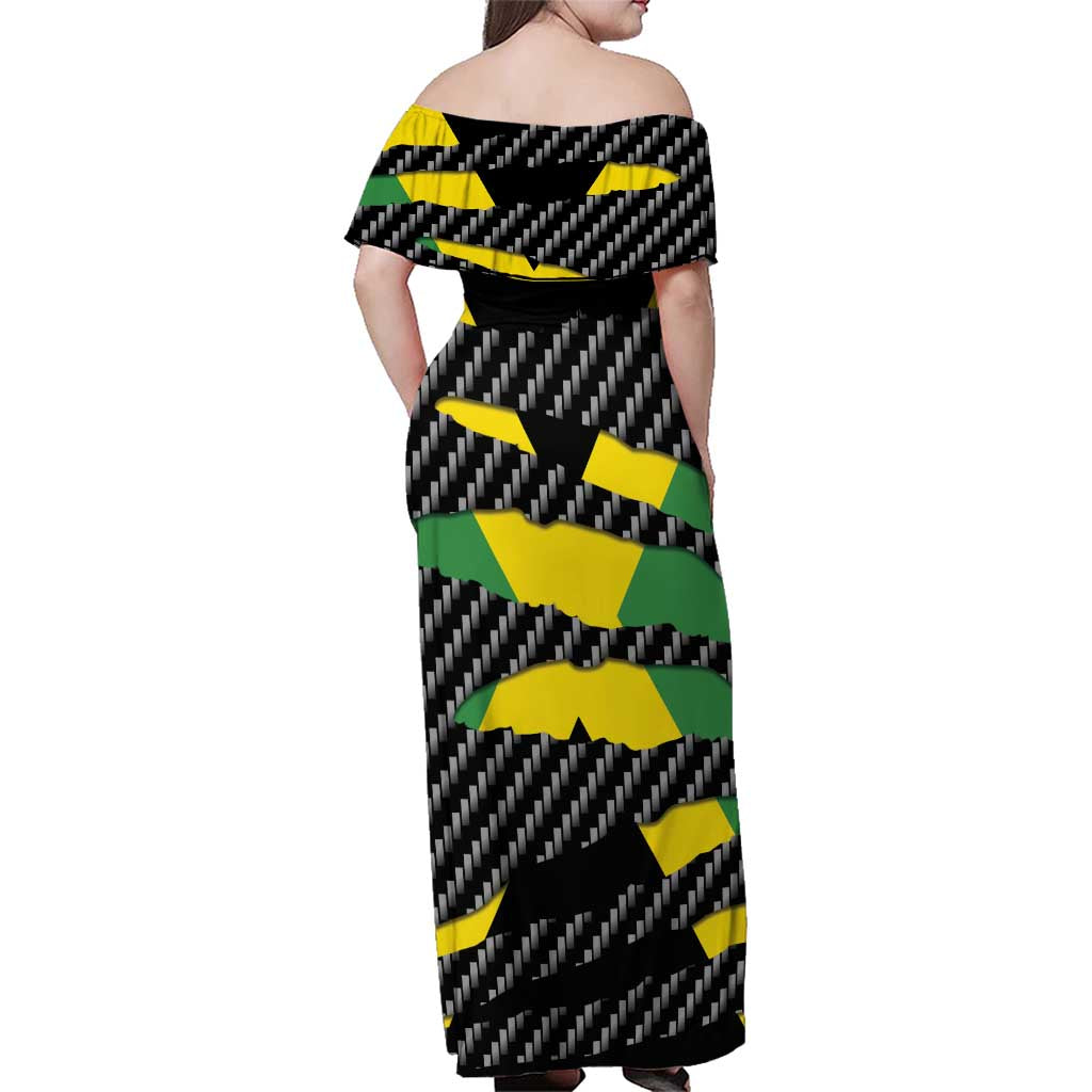 Jamaica Beast Family Matching Off Shoulder Maxi Dress and Hawaiian Shirt Ripped Flag Graphic - Wonder Print Shop