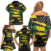 Jamaica Beast Family Matching Off Shoulder Short Dress and Hawaiian Shirt Ripped Flag Graphic - Wonder Print Shop