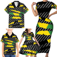 Jamaica Beast Family Matching Short Sleeve Bodycon Dress and Hawaiian Shirt Ripped Flag Graphic - Wonder Print Shop