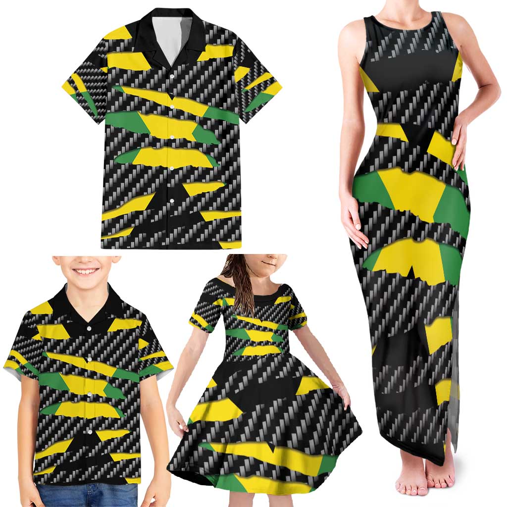 Jamaica Beast Family Matching Tank Maxi Dress and Hawaiian Shirt Ripped Flag Graphic - Wonder Print Shop
