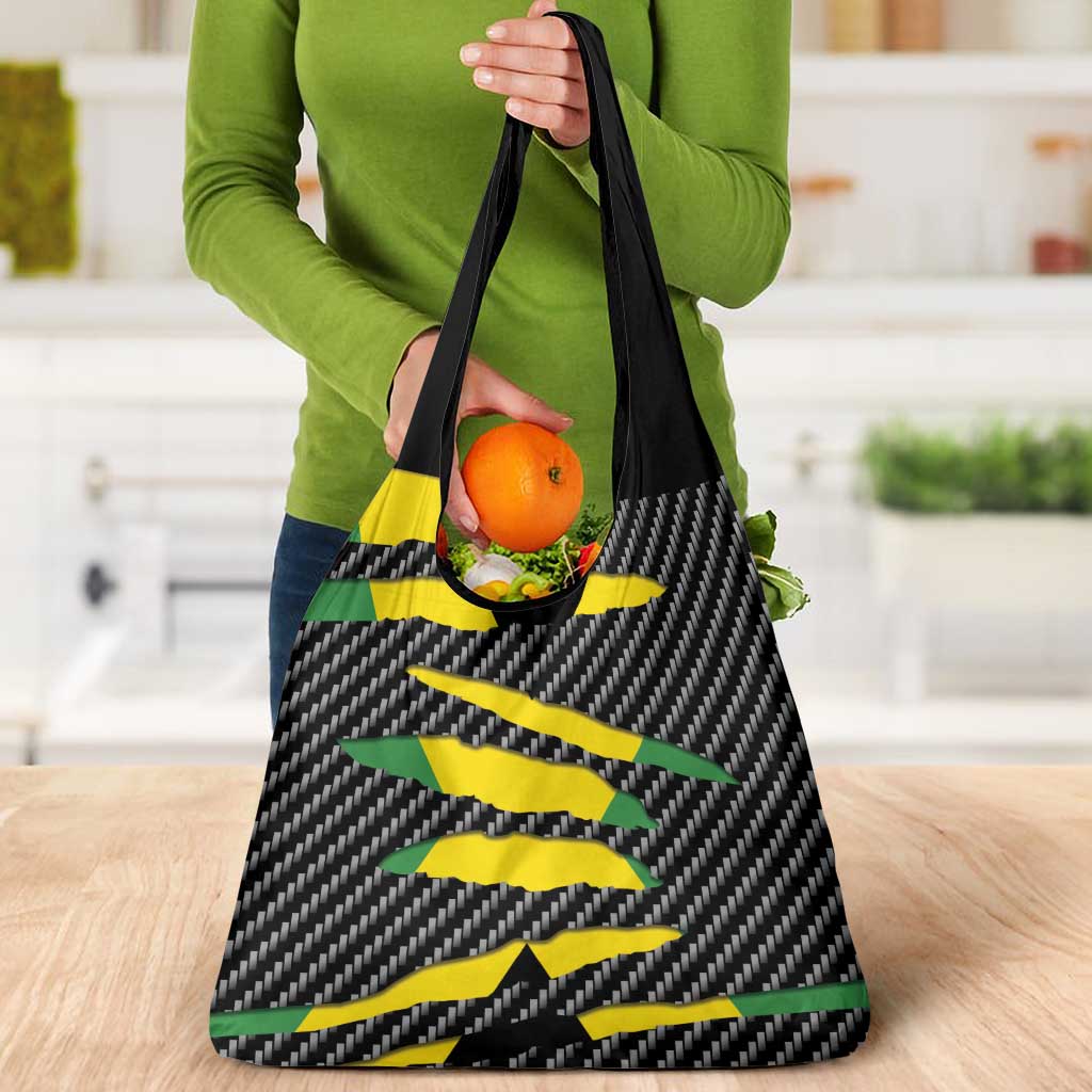 Jamaica Beast Grocery Bag Ripped Flag Graphic - Wonder Print Shop