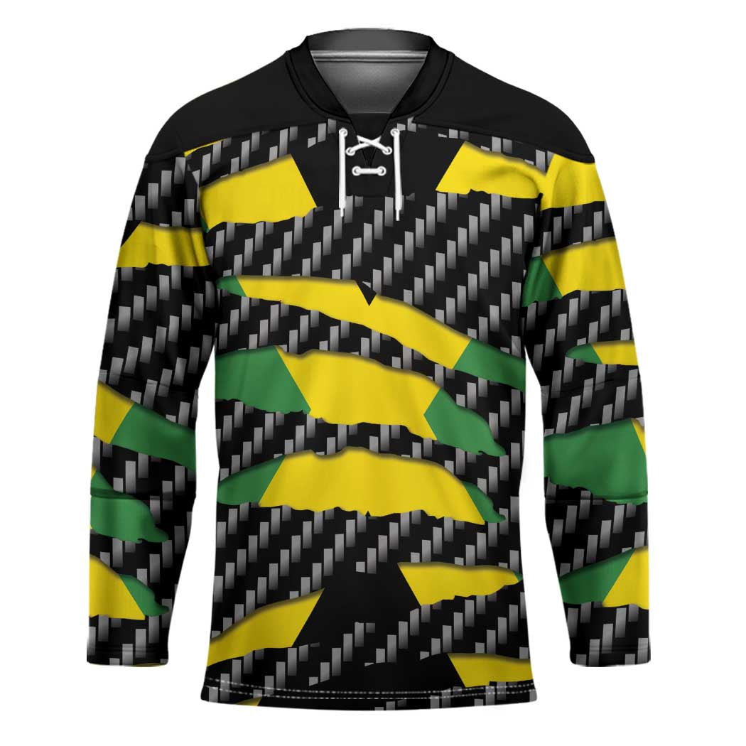 Jamaica Beast Hockey Jersey Ripped Flag Graphic - Wonder Print Shop