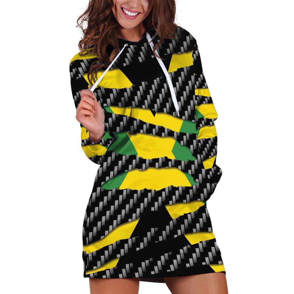Jamaica Beast Hoodie Dress Ripped Flag Graphic - Wonder Print Shop