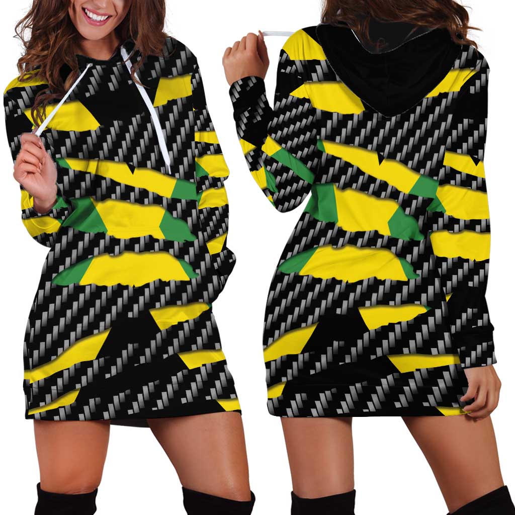 Jamaica Beast Hoodie Dress Ripped Flag Graphic - Wonder Print Shop