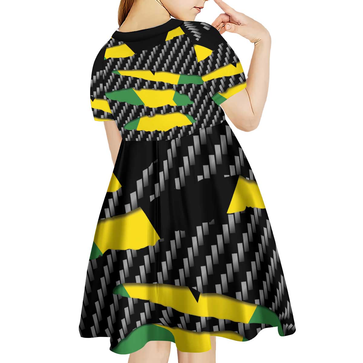 Jamaica Beast Kid Short Sleeve Dress Ripped Flag Graphic - Wonder Print Shop