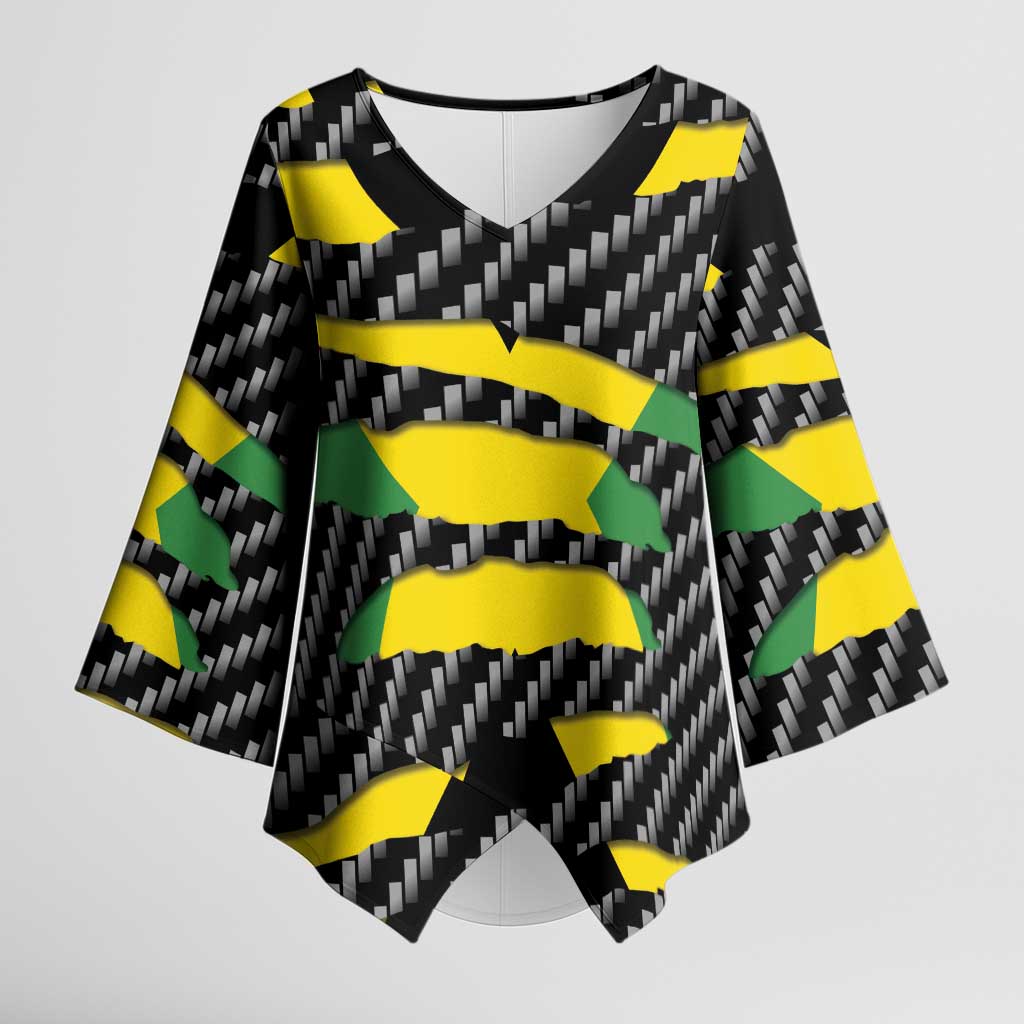 Jamaica Beast Kimono Sleeve Blouse Ripped Flag Graphic - Wonder Print Shop