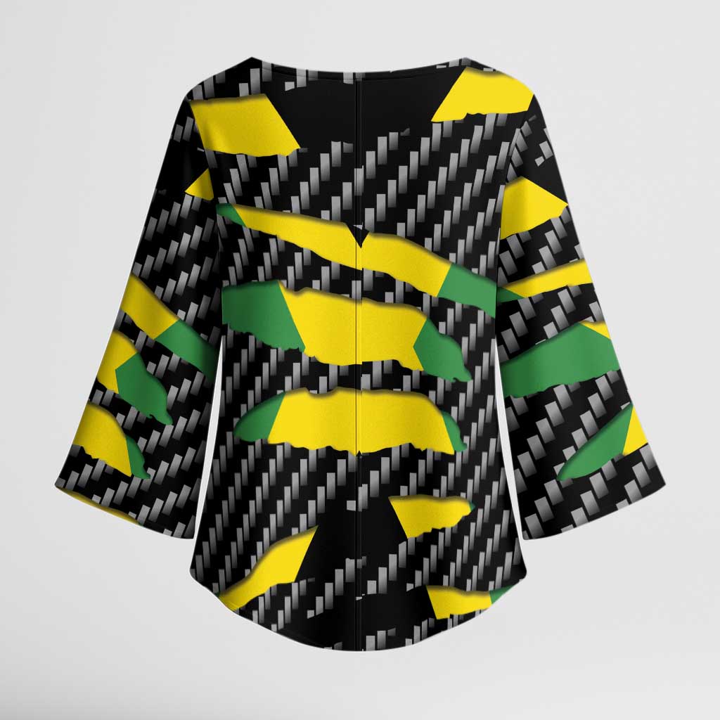 Jamaica Beast Kimono Sleeve Blouse Ripped Flag Graphic - Wonder Print Shop
