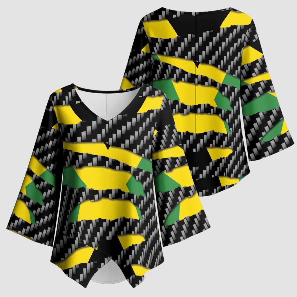 Jamaica Beast Kimono Sleeve Blouse Ripped Flag Graphic - Wonder Print Shop