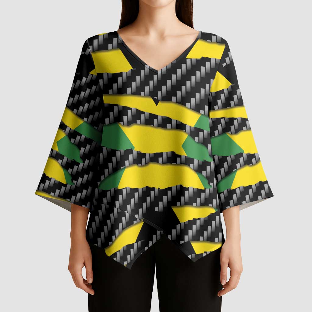 Jamaica Beast Kimono Sleeve Blouse Ripped Flag Graphic - Wonder Print Shop