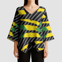 Jamaica Beast Kimono Sleeve Blouse Ripped Flag Graphic - Wonder Print Shop