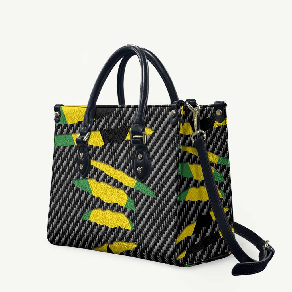 Jamaica Beast Leather Bag Ripped Flag Graphic - Wonder Print Shop