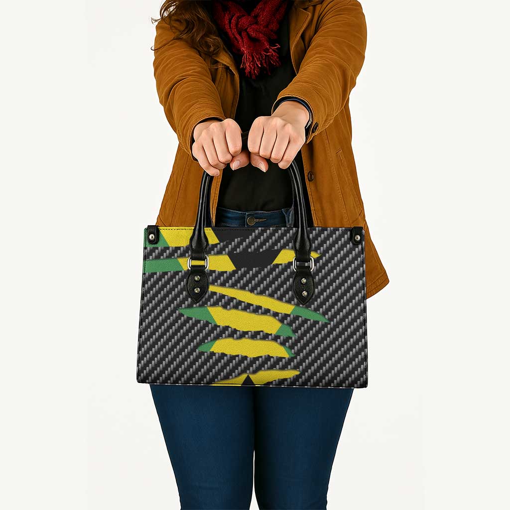 Jamaica Beast Leather Bag Ripped Flag Graphic - Wonder Print Shop
