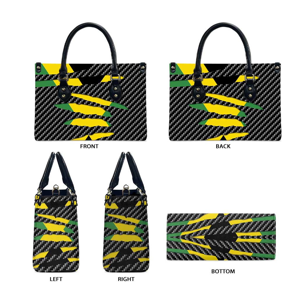 Jamaica Beast Leather Bag Ripped Flag Graphic - Wonder Print Shop