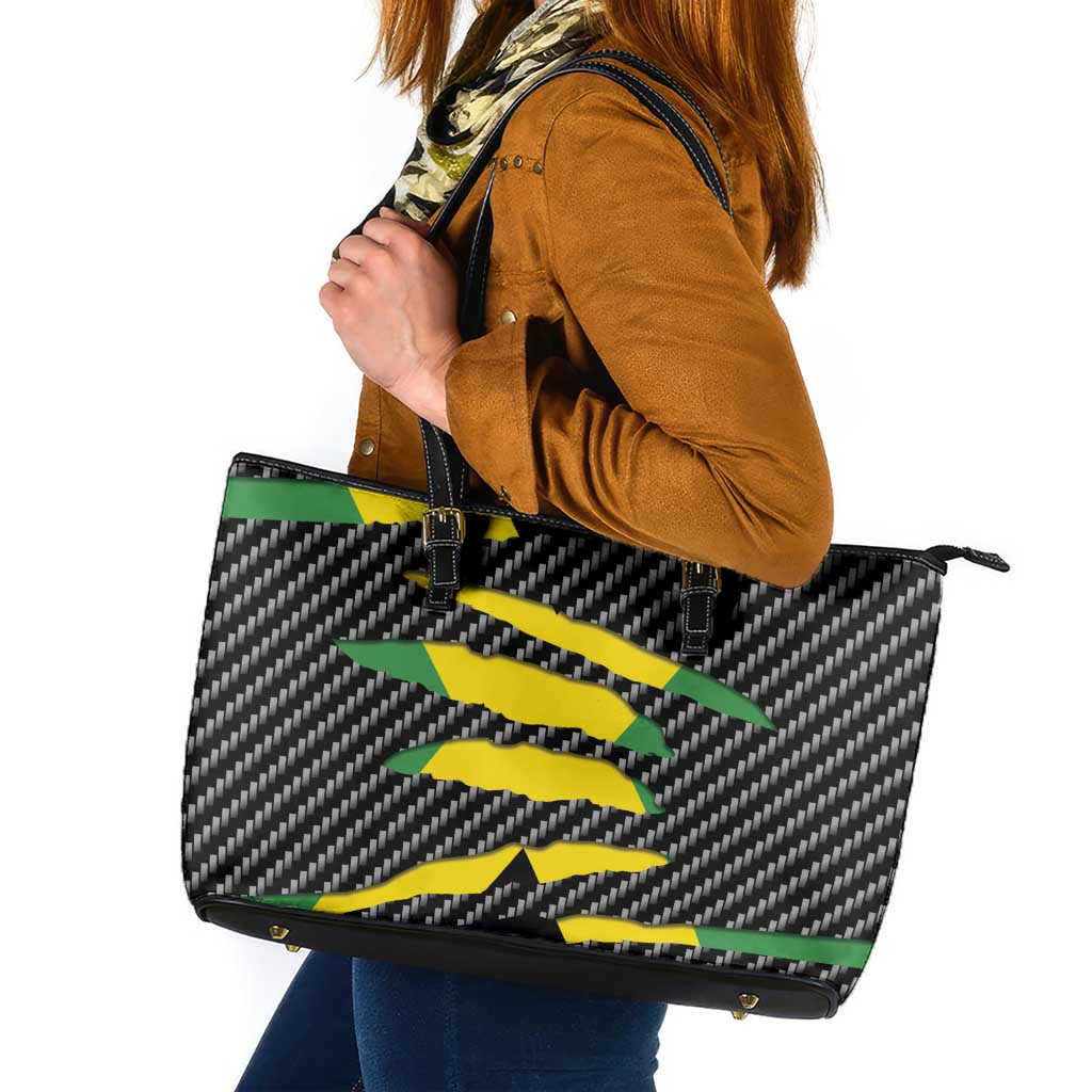 Jamaica Beast Leather Tote Bag Ripped Flag Graphic - Wonder Print Shop
