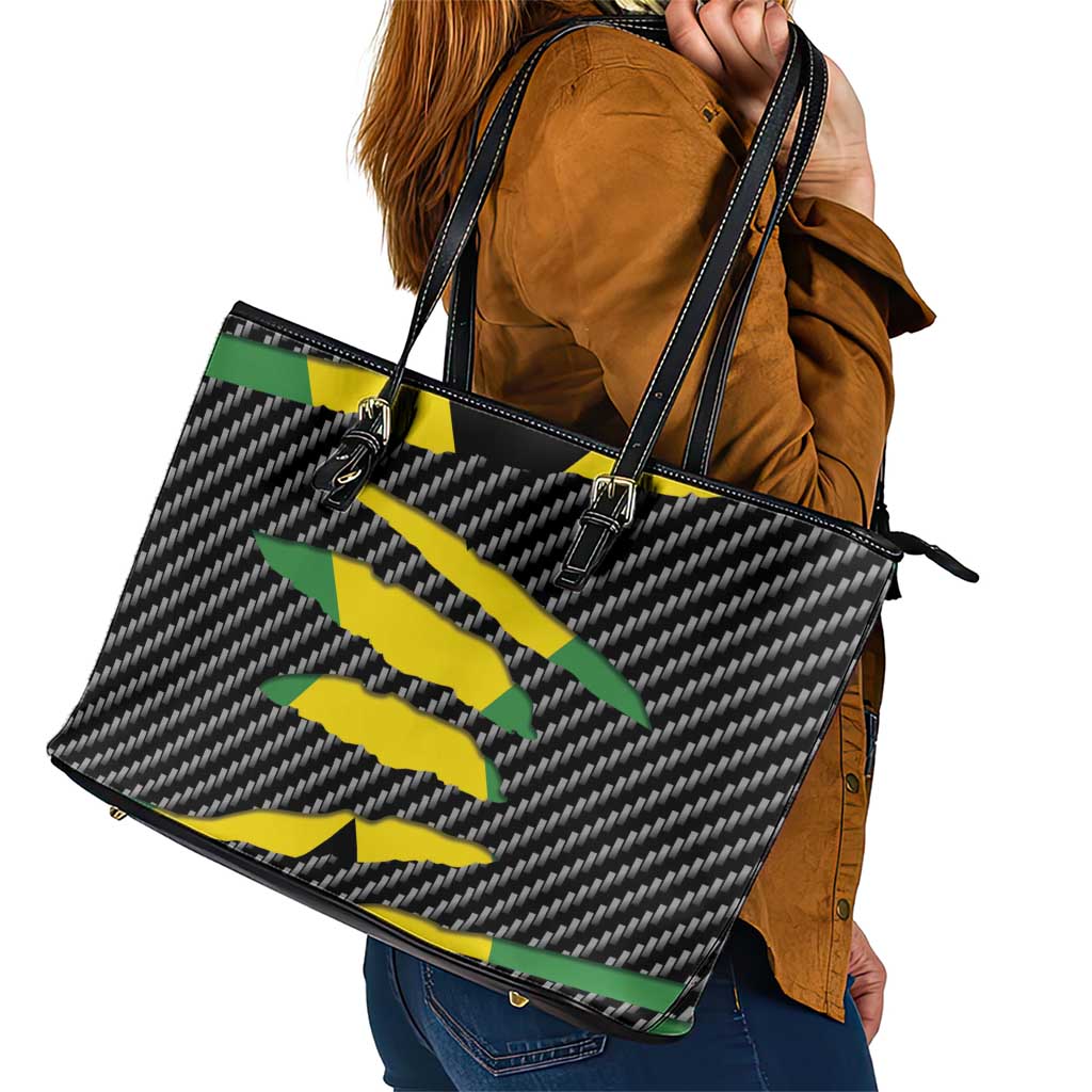 Jamaica Beast Leather Tote Bag Ripped Flag Graphic - Wonder Print Shop