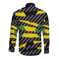 Jamaica Beast Long Sleeve Button Shirt Ripped Flag Graphic - Wonder Print Shop