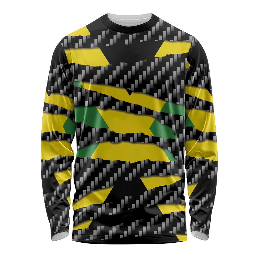 Jamaica Beast Long Sleeve Shirt Ripped Flag Graphic - Wonder Print Shop